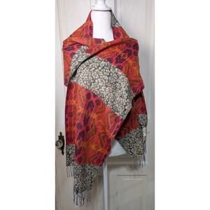 FRAAS Multicolor Vibrant Aztec Boho Fringe Scarf 80 By 13(751)